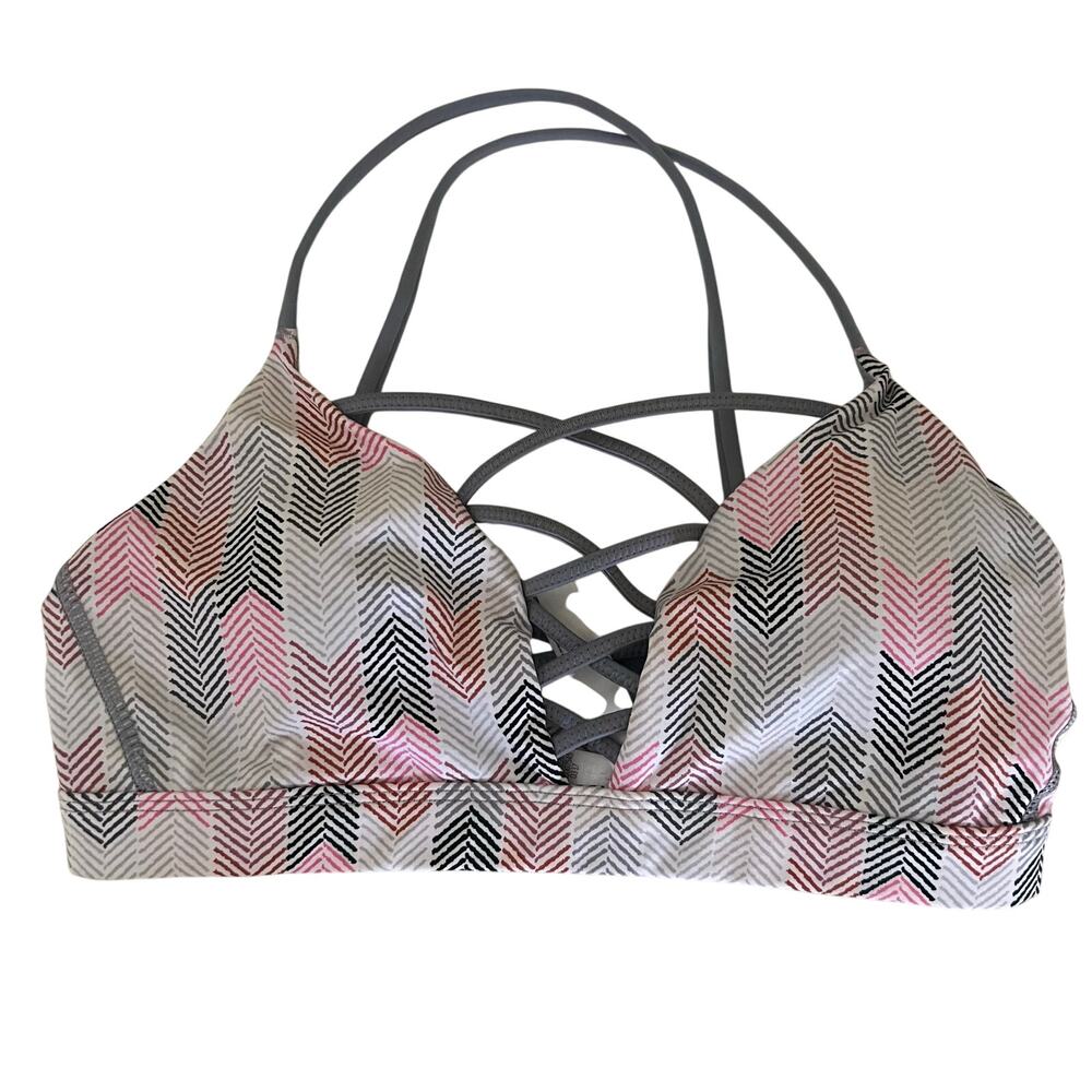 Victoria's Secret Women's Strappy Sports Bra Geometric Pink Gray Size Small